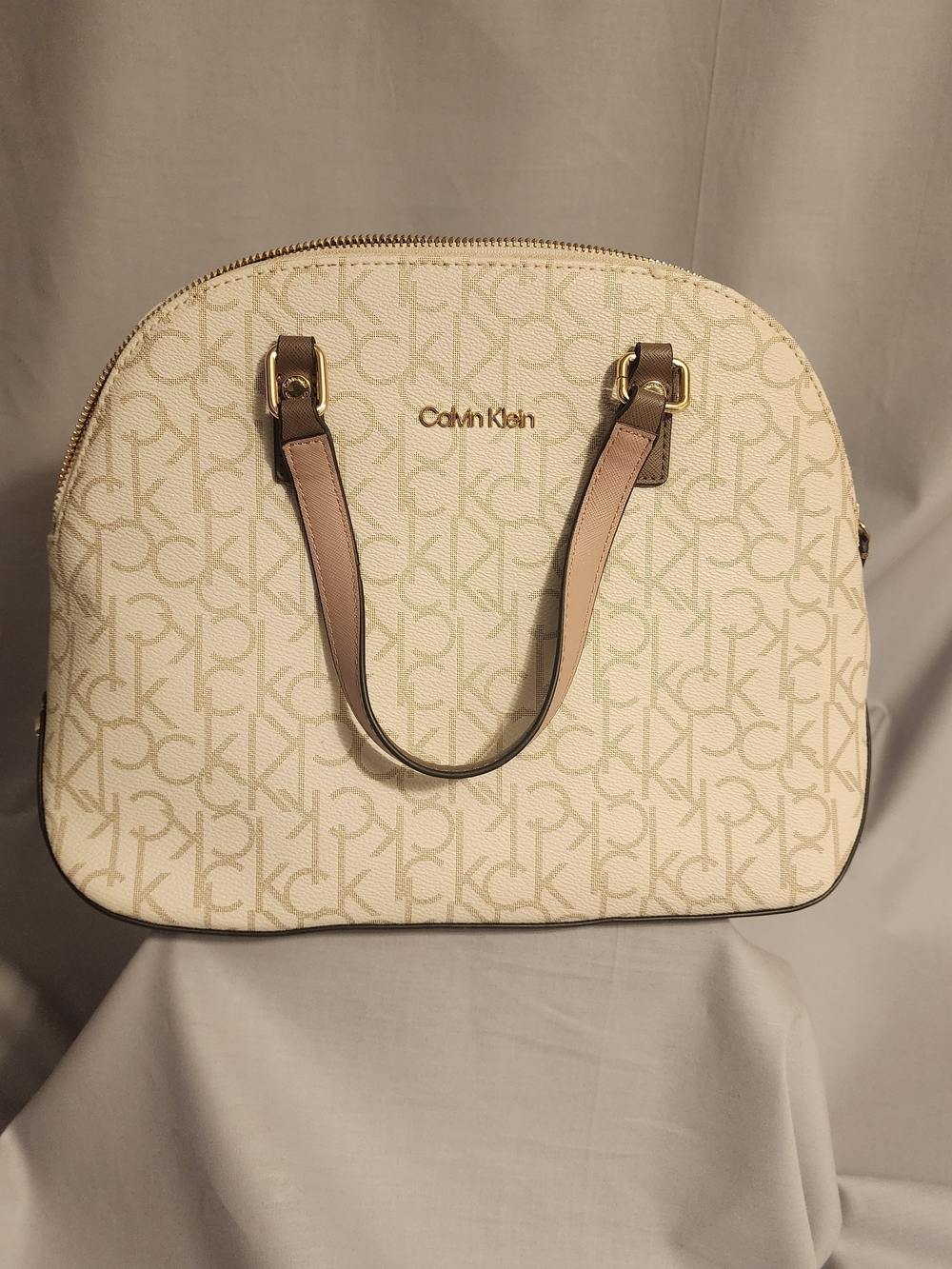 Calvin Klein Cream Logo Dome Satchel
